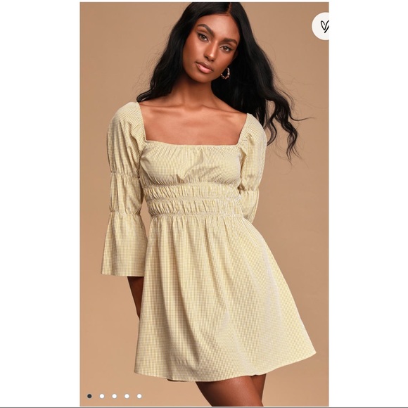 Lulus Dresses & Skirts - Lulu’s Lunch Date Gingham Bell Sleeve Dress